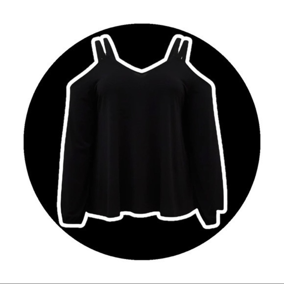 TORRID CREPE BALLOON SLEEVE COLD SHOULDER BLOUSE - Picture 2 of 6